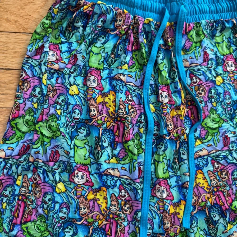 Bedtime Bliss Luca Bamboo Pajama Shorts Mens Large Blue Pixar Sea Monster Lounge